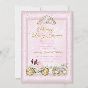 Convites Tiara de Chuveiro de Bebê Princesa Carruagem Rosa 