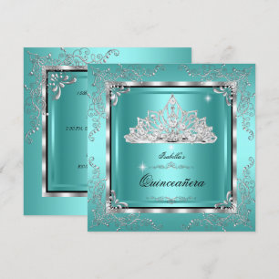 Convites Tiara de Diamante Azul-Celeste para Quinceanera An