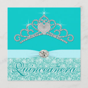 Convites Tiara de Diamante Azul Turquesa Azul Turquesa Quin
