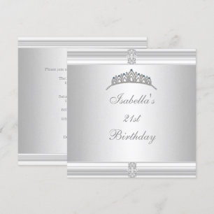 Convites Tiara de Joias de Aniversário de 21 Anos Prata Bra