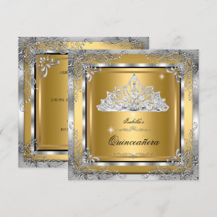 Convites Tiara de Ouro Prata Diamante Quinceanera Festa de 