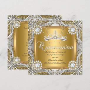 Convites Tiara de Quinceanera Ouro Prata Diamante Aniversár