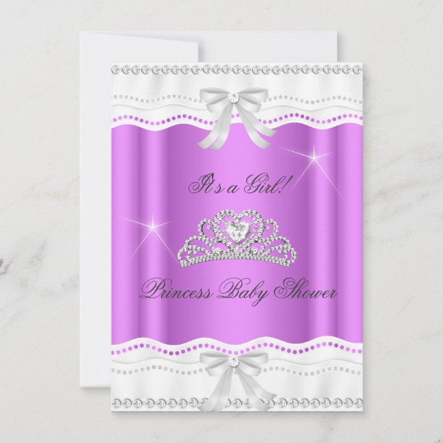 Convites Tiara de Renda para Chá de Bebê Menina Princesa (Frente)