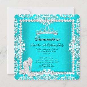 Convites Tiara de Saltos Altos para Festa de 15 Anos Aqua Q