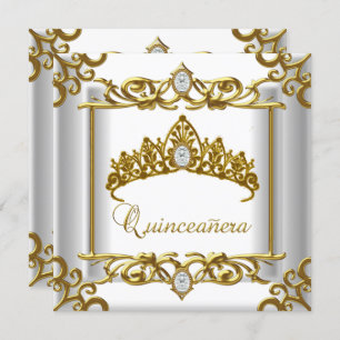 Convites Tiara Dourada Quinceanera 15 de Aniversário