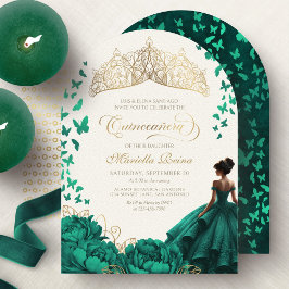 Convites Tiara Emerald Green Princess Quinceanera