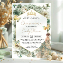 Tiara Floral Borboleta Verde Salvia Quinceañera