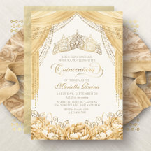 Tiara Floral Dourado Amarelo Moderno Quinceanera