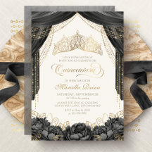 Tiara Floral Preta Moderna Quinceanera