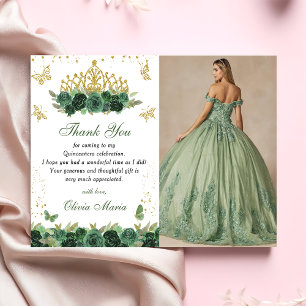 Convites Tiara Floral Verde Esmeralda Borboleta Quinceanera