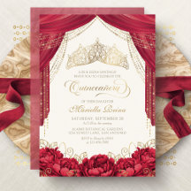 Tiara Floral Vermelha Quinceanera Moderna