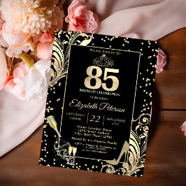 Convites Tiara Glitter Heels Diamantes Swirls 50º Aniversár