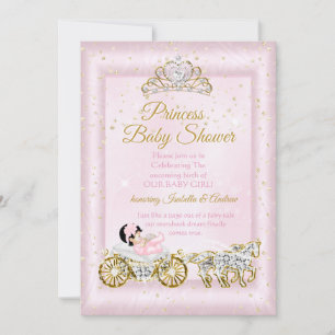 Convites Tiara para Chá de Bebê de Princesa Carruagem Rosa