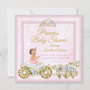 Convites Tiara para Chá de Bebê de Princesa Carruagem Rosa