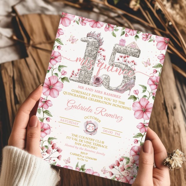 Convites Tiara Prata e Dourada Mis Quince Quinceañera (Criador carregado)