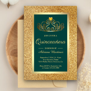 Convites Tiara Princesa Brilho Dourado Quinceanera Azul Tur