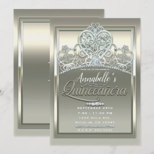 Convites Tiara Princesa Marfim Platina Quinceañera