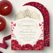 Tiara Princesa Vermelho Dourado Elegante Quinceane