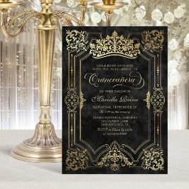 Convites Tiara Princess Black Fairytale Photo Quinceanera