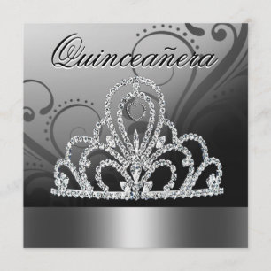 Convites Tiara Quinceanera (prata)