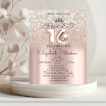 Convites Tiara,Rosa Dourado Doce 16 Glitter Bokeh Partido<br><div class="desc">Glitter prateado tiara em glitter bokeh ombre Doce 16 convite de aniversário.</div>