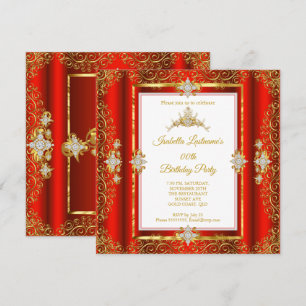 Convites Tiara Vermelho Damasco Dourado Branco Festa de Ani