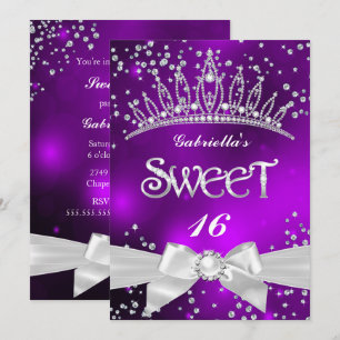 Convites Tiaras Brilhantes Sweet 16 festa roxa