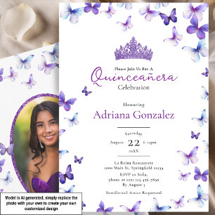 Convites Tiaras de Borboletas Roxas Foto 15 XV Quinceanera
