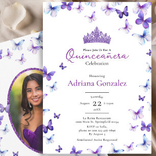 Convites Tiaras de Borboletas Roxas Foto 15 XV Quinceanera
