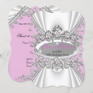 Convites Tiaras de Diamantes Rosa Princesa de Aniversário d