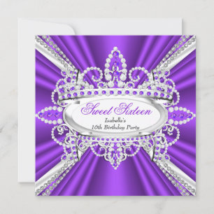 Convites Tiaras de Diamantes Roxas Princesa de Aniversário 
