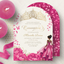 Tiaras Florais de Borboletas Rosa Quente Quinceane