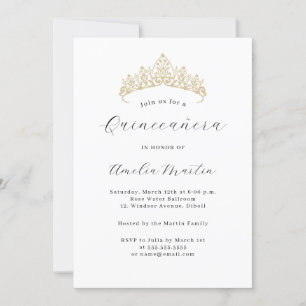 Convites Tiaras Simples e Modernas para Quinceanera 