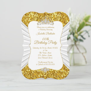 Convites Tiaro brilhante dourado branco elegante para festa