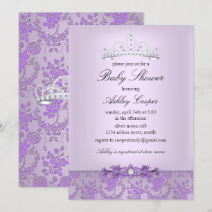 Convites Tiaro de Baby Shower da Princesa Roxa