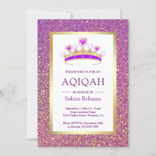 Convites Tiaro de Brilho Roxo Princesa Aqiqah