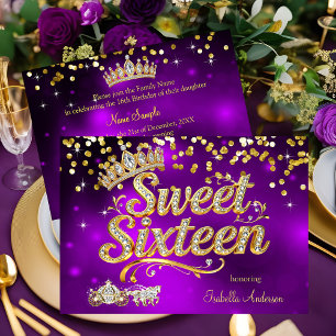 Convites Tiaro de Diamante do Carro Purple Sweet 16 Anivers