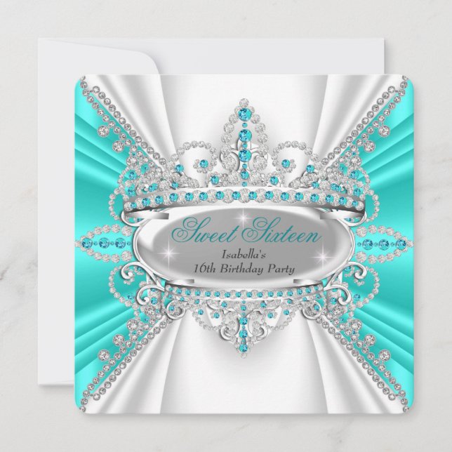 Convites Tiaro de Diamantes Turquesa para Princesa de Anive (Frente)