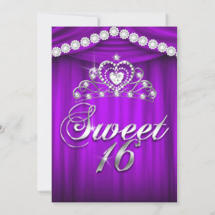Convites Tiaro de Drapê Roxo Festa de 16 Anos da Princesa S