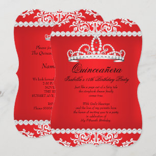 Convites Tiaro de festa de 15 anos de Quinceanera Vermelha