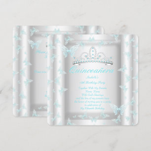Convites Tiaro de festa de Quinceanera azul turquesa bonito
