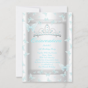 Convites Tiaro de festa de Quinceanera azul turquesa bonito