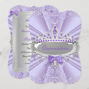 Convites Tiaro de Lavanda Roxa Damasco Festa Quinceanera