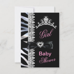 Convites Tiaro de Princesa Chuveirinho de Bebê Menina Zebra