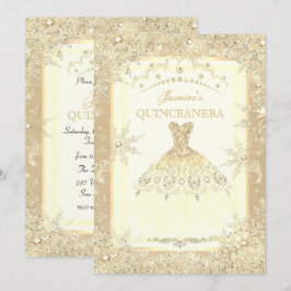 Convites Tiaro de Vestido Dourado Quinceanera Floresta de I