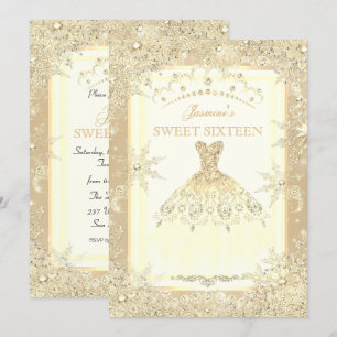 Convites Tiaro de vestido dourado Winter Wonderland Sweet 1