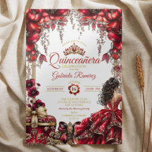 Tiaro Floral Dourado Vermelho Quinceañera