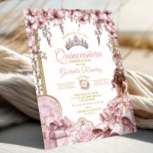 Tiaro Floral Quinceañera Rosa Bege e Dourado