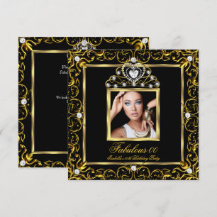 Convites Tiaro Preto Dourado Fabuloso para Festa de Anivers