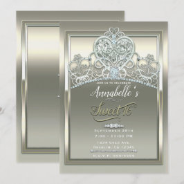 Convites Tiaro Princesa de Marfim Platina Festa Sweet 16